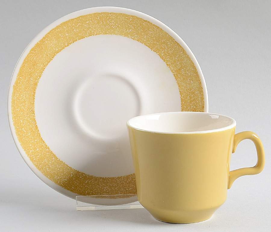 Marigold (Large Yellow Flowers) Flat Cup & Saucer Set by Homer Laughlin -1