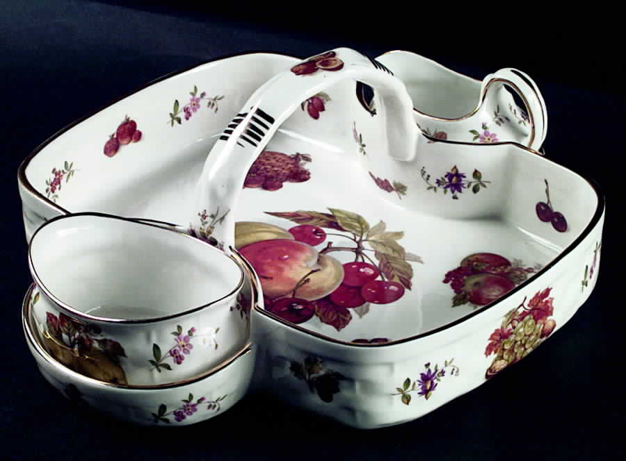 New Fruit Strawberry Basket W/Creamer & Open Sugar by Hammersley-1