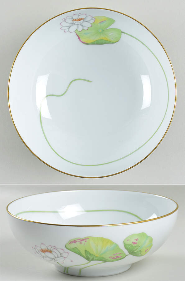 Nil (Gold Trim) 8" Salad Serving Bowl by Hermes-1