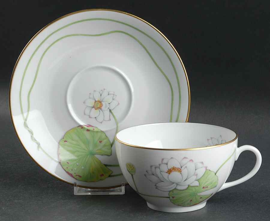 Nil (Gold Trim) Breakfast Cup & Saucer Set by Hermes-1