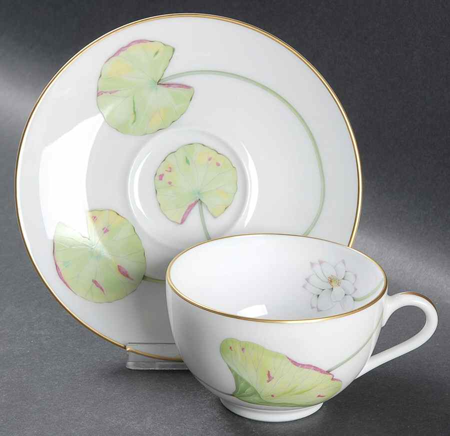 Nil (Gold Trim) Flat Cup & Saucer Set by Hermes-1