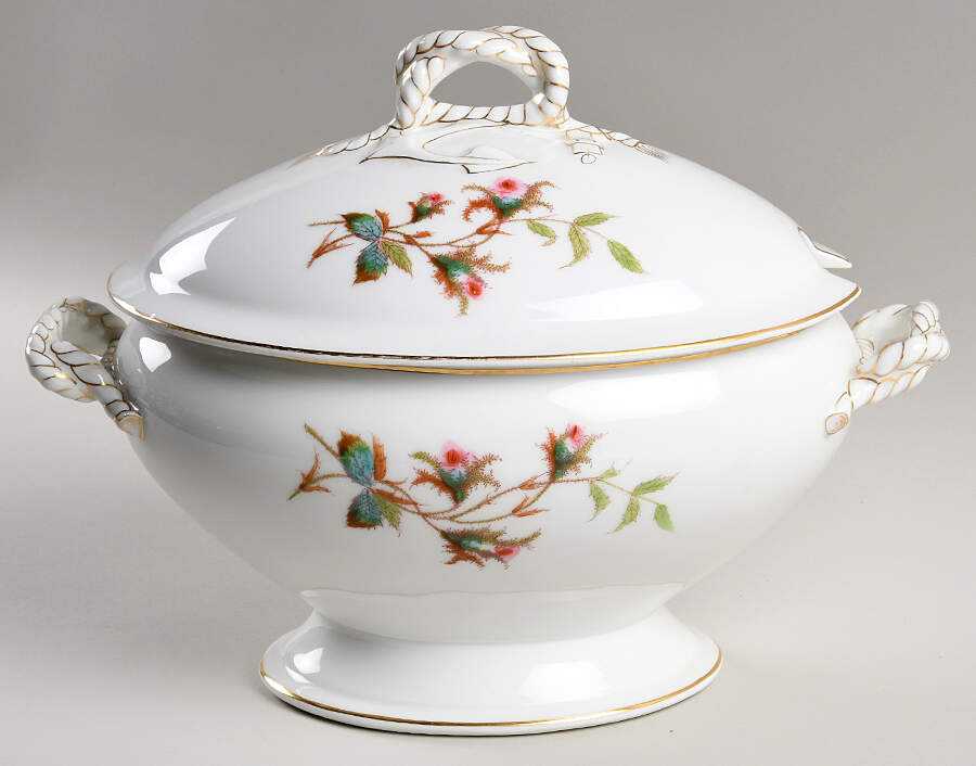 Moss Rose (Thin Gold Trim) Tureen &  Lid by Haviland-1