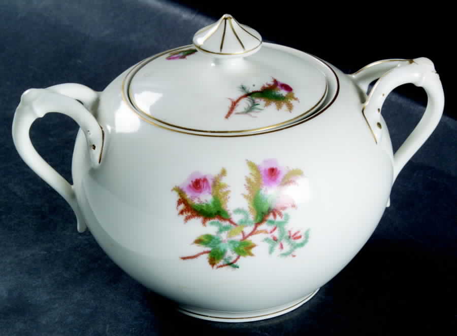 Moss Rose (Thin Gold Trim) Sugar Bowl & Lid by Haviland-1