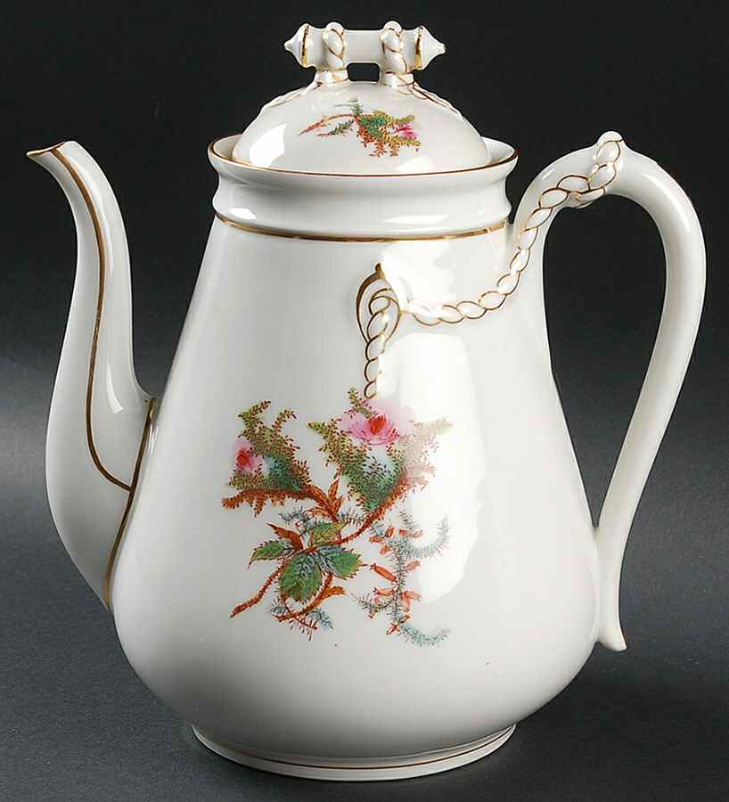 Moss Rose (Thin Gold Trim) Coffee Pot & Lid by Haviland-1