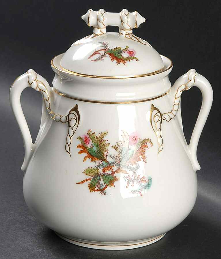 Moss Rose (Thin Gold Trim) Sugar Bowl & Lid by Haviland-1