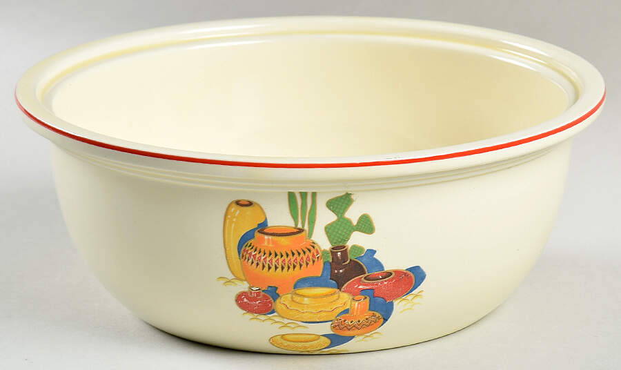 Mexicana (Kitchen Kraft, Red Band) 1.25 Qt Round Casserole No Lid by Homer Laughlin -1