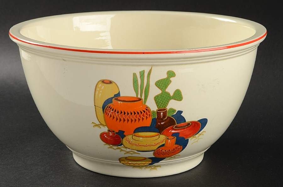 Mexicana (Kitchen Kraft, Red Band) 10" Mixing Bowl by Homer Laughlin -1