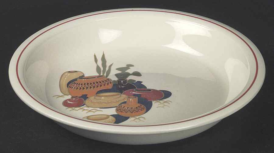 Mexicana (Kitchen Kraft, Red Band) Pie Serving Plate by Homer Laughlin -1