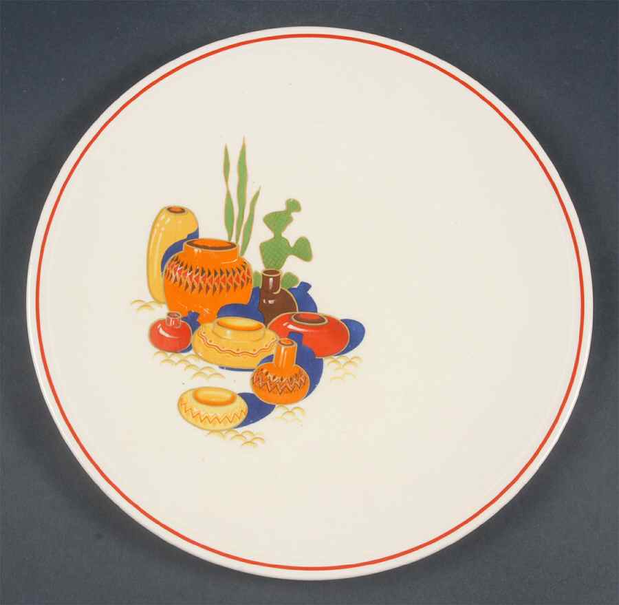 Mexicana (Kitchen Kraft, Red Band) Cake Plate by Homer Laughlin -1