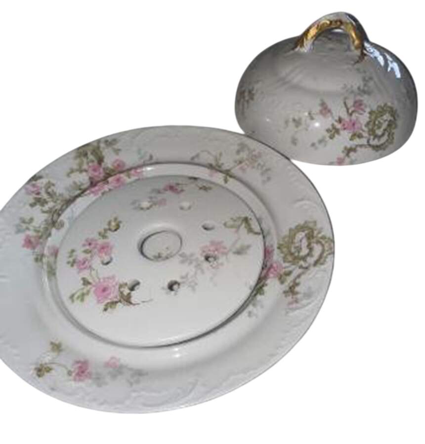 Schleiger 144-4 Round Covered Butter with Strainer by Haviland-1