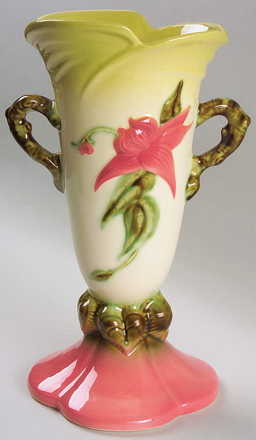 Woodland Chartreuse Pink (Glossy) 10" Vase by Hull-1