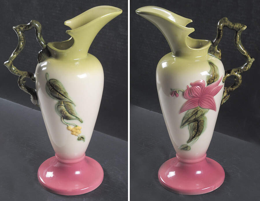 Woodland Chartreuse Pink (Glossy) Ewe13" Ewer by Hull-1