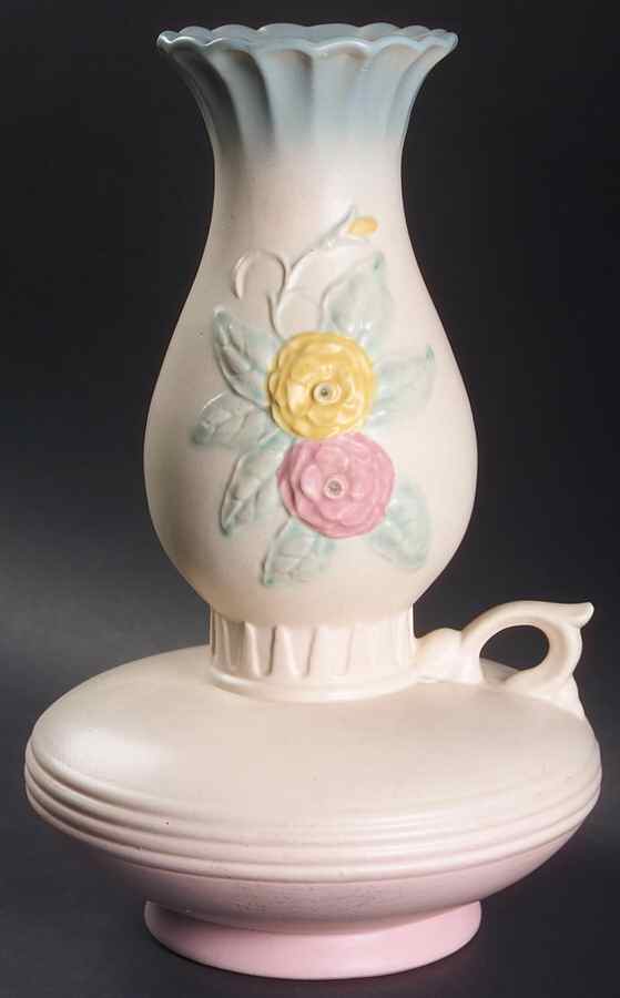 Camellia Open Rose Oil Lamp Shaped Vase by Hull-1