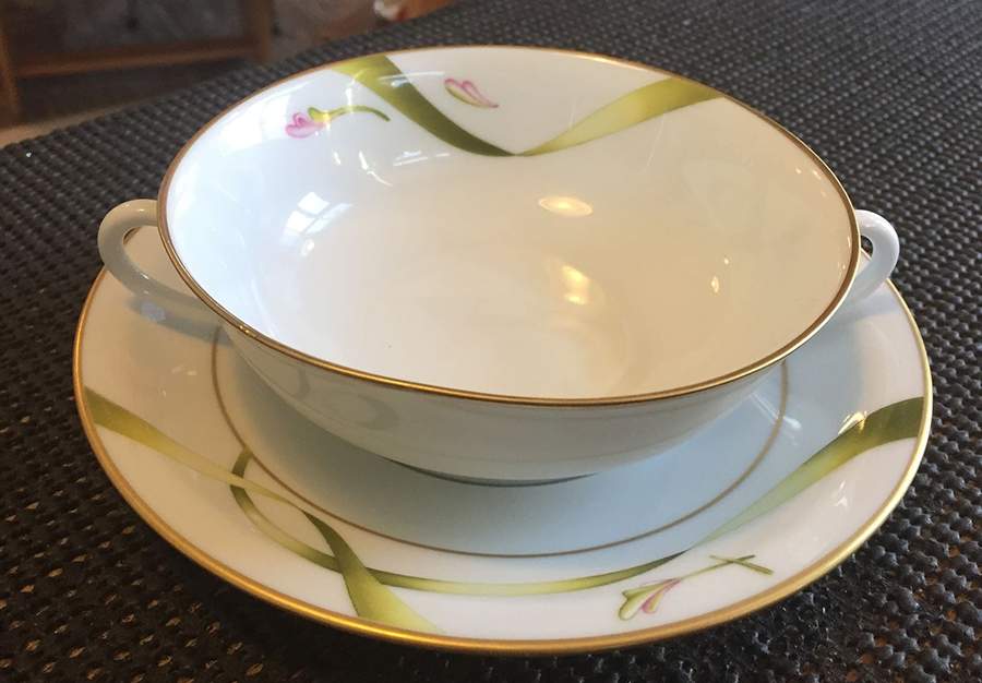 Amaryllis Flat Cream Soup Bowl & Saucer Set by Haviland-1