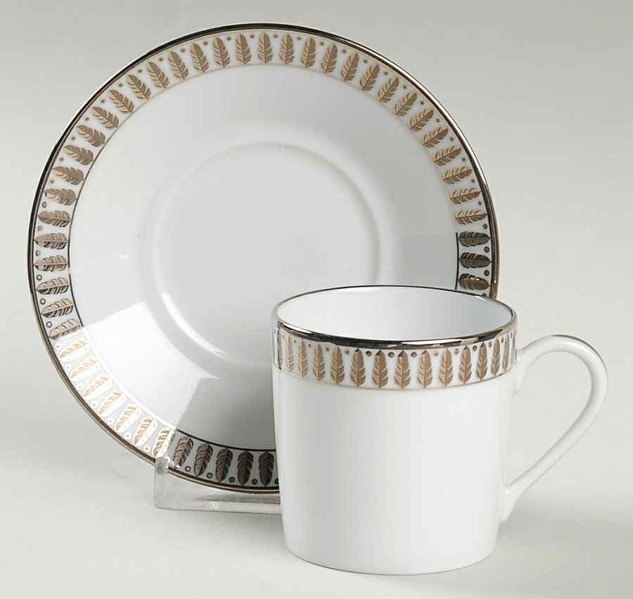 Plumes Platinum Flat Demitasse Cup & Saucer Set by Haviland-1