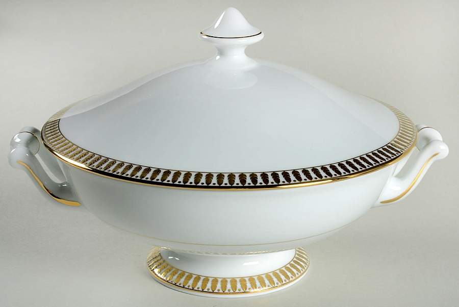 Plumes or (Gold) Round Covered Vegetable by Haviland-1