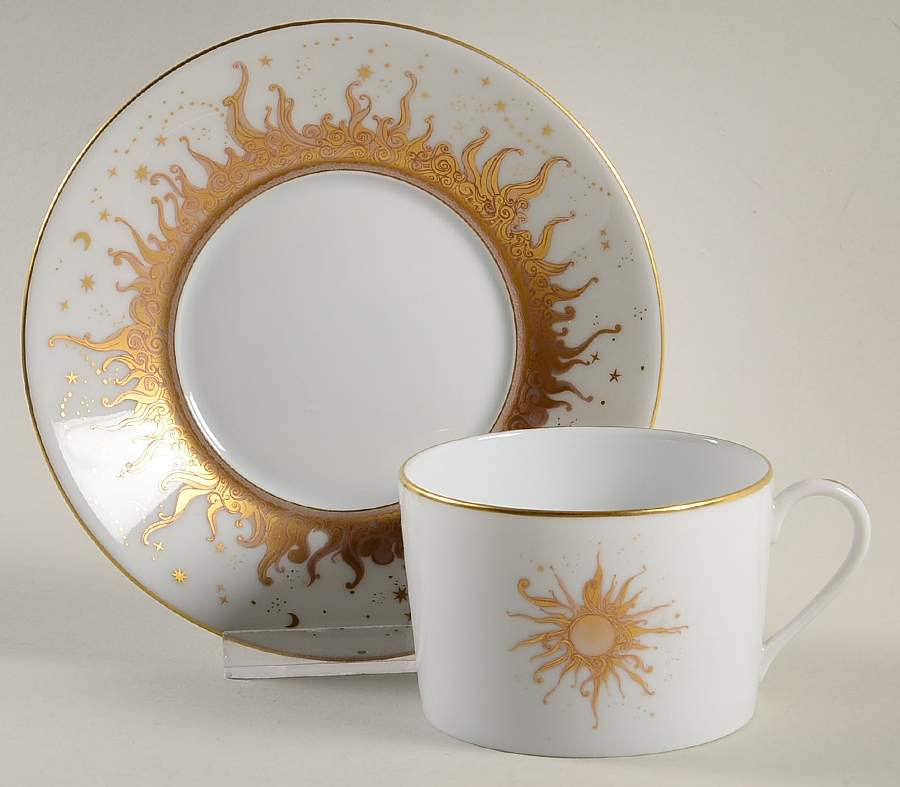 Ritz Club (White) Flat Cup & Saucer Set by Haviland-1
