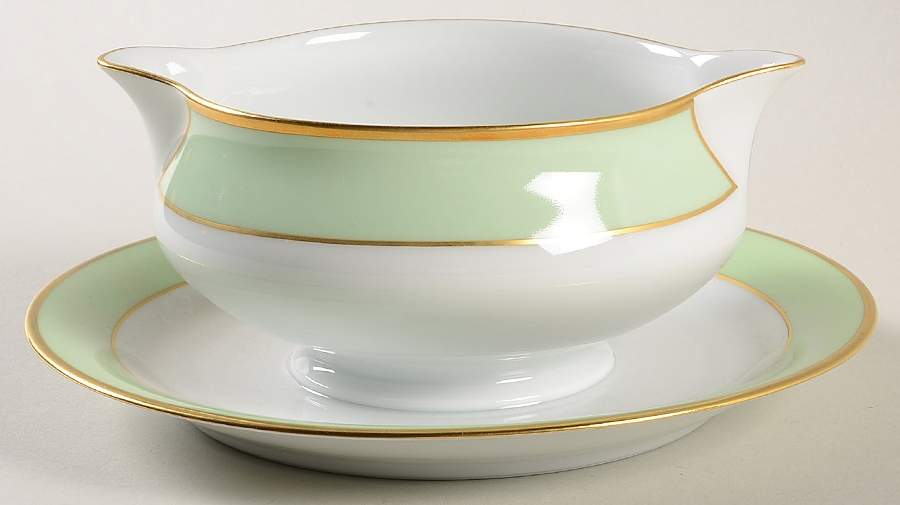 Florentine Tilleul Gravy Boat with Attached Underplate by Haviland-1