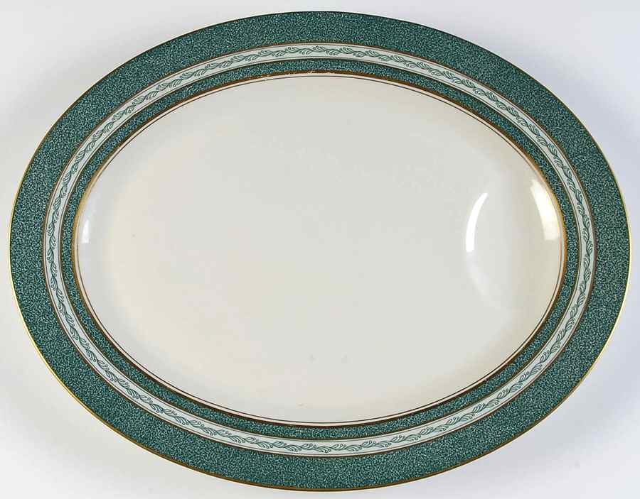 Mosaic Green 15" Oval Serving Platter by Haviland-1