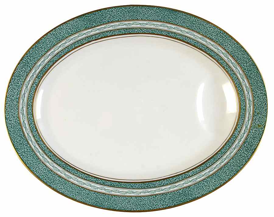 Mosaic Green 11" Oval Serving Platter by Haviland-1