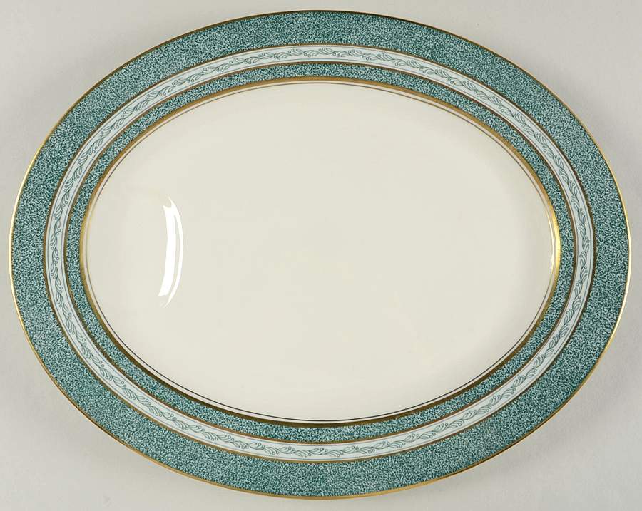 Mosaic Green 14" Oval Serving Platter by Haviland-1