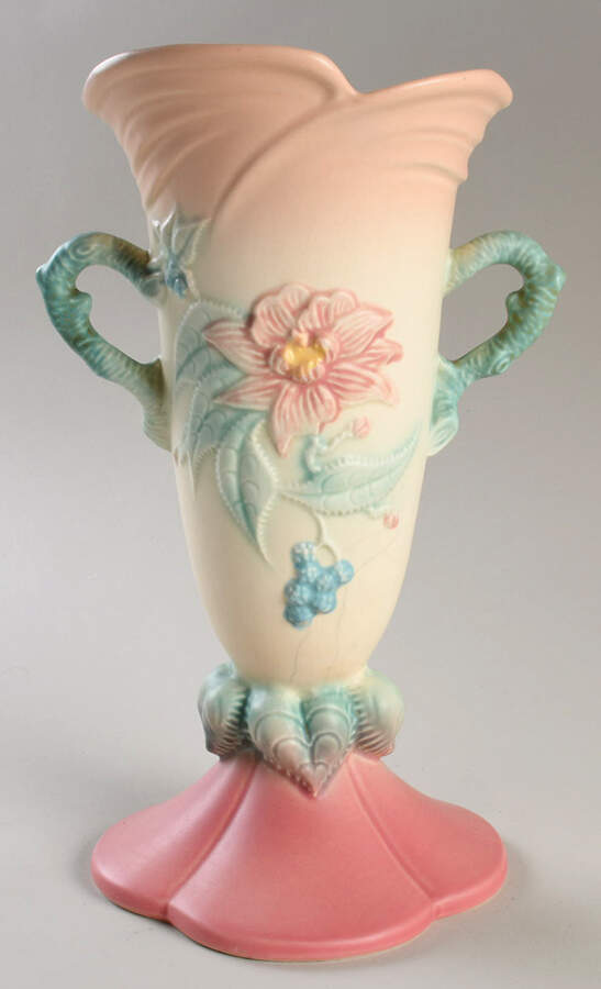 Woodland-Dawn Rose (W Series) 10" Handled Vase by Hull-1
