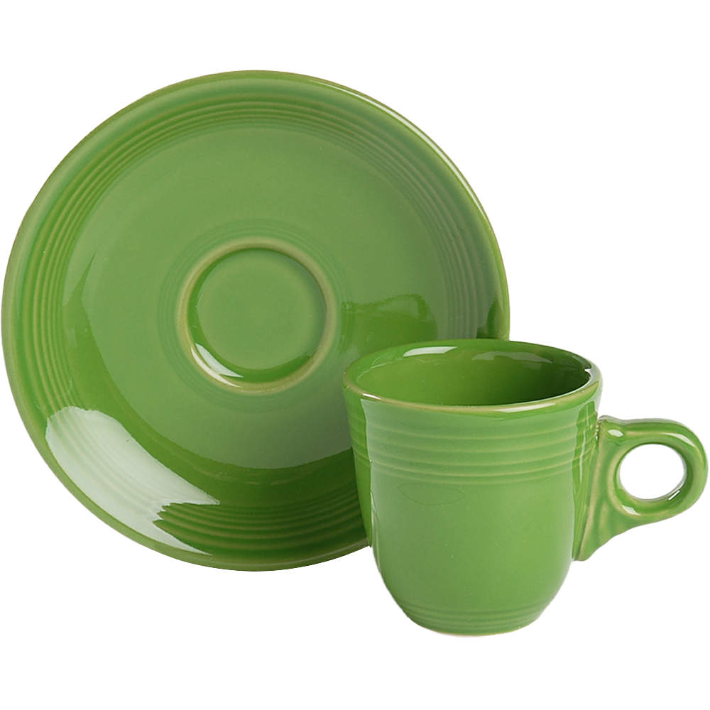 Fiesta Shamrock Green (Intro 2003) Flat Demitasse Cup & Saucer Set by Homer Laughlin -1