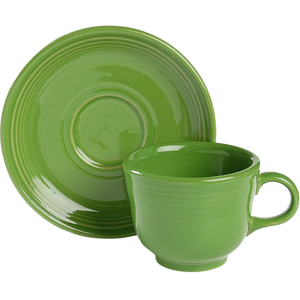 Fiesta Shamrock Green (Intro 2003) Flat Cup & Saucer Set by Homer Laughlin -1