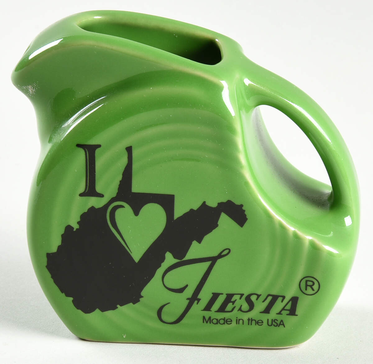 Fiesta Shamrock Green (Intro 2003) 4 Oz Pitcher w/I Love Fiesta by Homer Laughlin -1