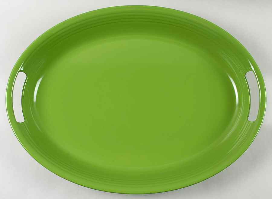Fiesta Shamrock Green (Intro 2003) 18" Melamine Oval Handled Tray by Homer Laughlin -1