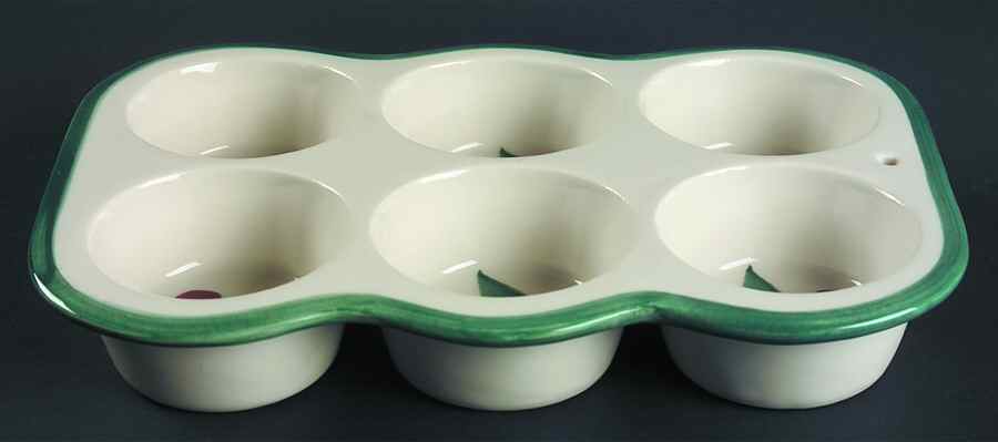 Cherries Jubilee Muffin Pan (Holds 6 Muffins) by Hartstone-1