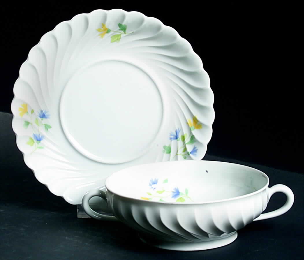 Moisson Flat Cream Soup Bowl & Saucer Set by Haviland-1