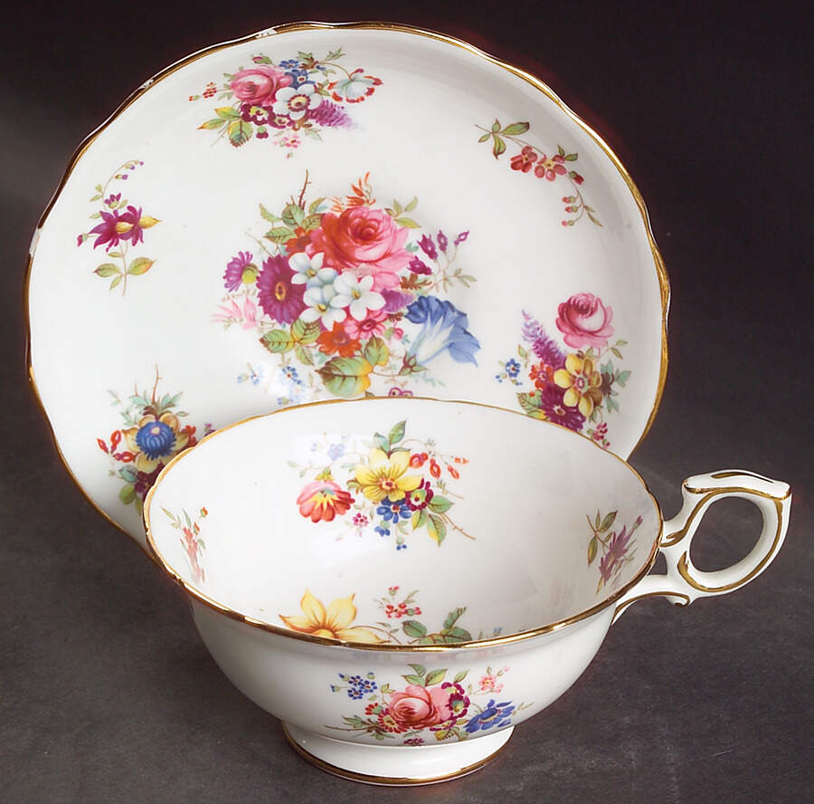 Howard Sprays (Scalloped, Not Embossed) Footed Cup & Saucer Set by Hammersley-1