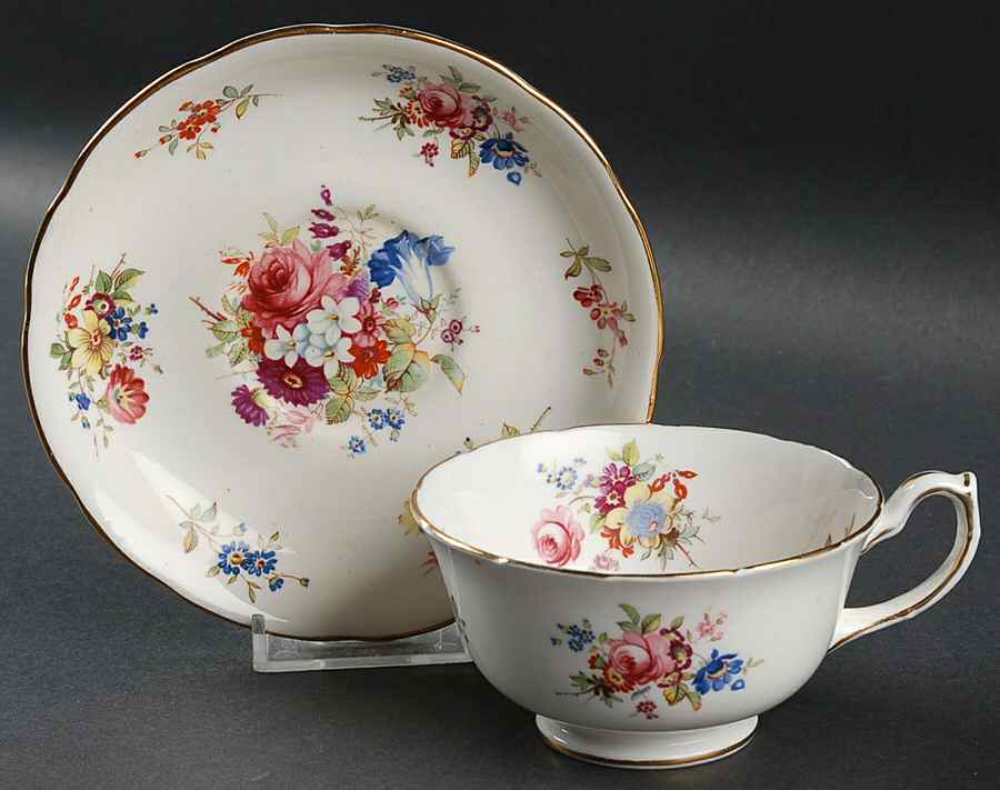 Howard Sprays (Scalloped, Not Embossed) Footed Cup & Saucer Set by Hammersley-1