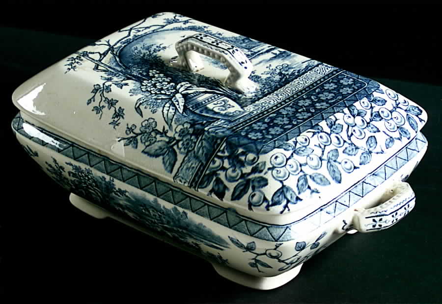 Rustic Blue Rectangular Covered Vegetable by Hill Pottery-1