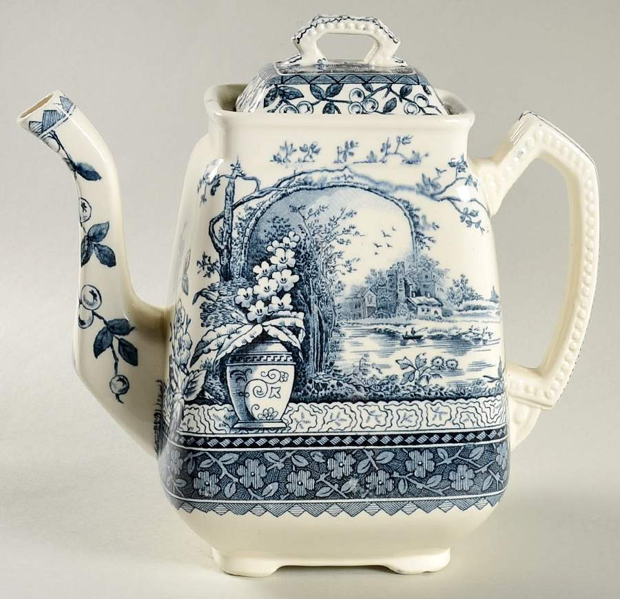 Rustic Blue Coffee Pot & Lid by Hill Pottery-1