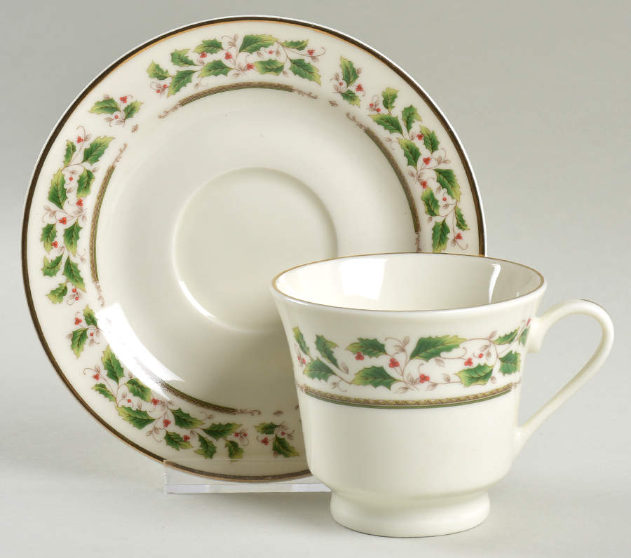 HHD2 (Gold "H" Mark) Footed Cup & Saucer Set by Holly Holiday-1
