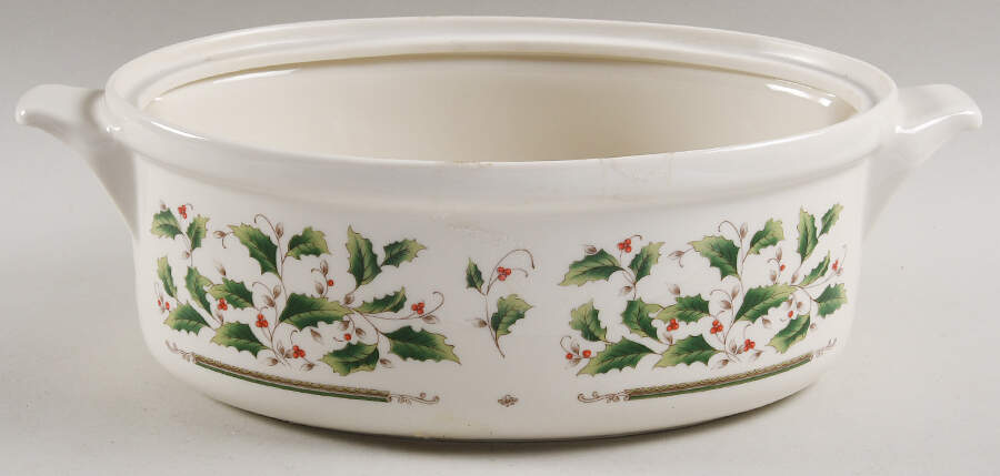 HHD2 (Gold "H" Mark) 2 Quart Oval Covered Casserole No Lid by Holly Holiday-1