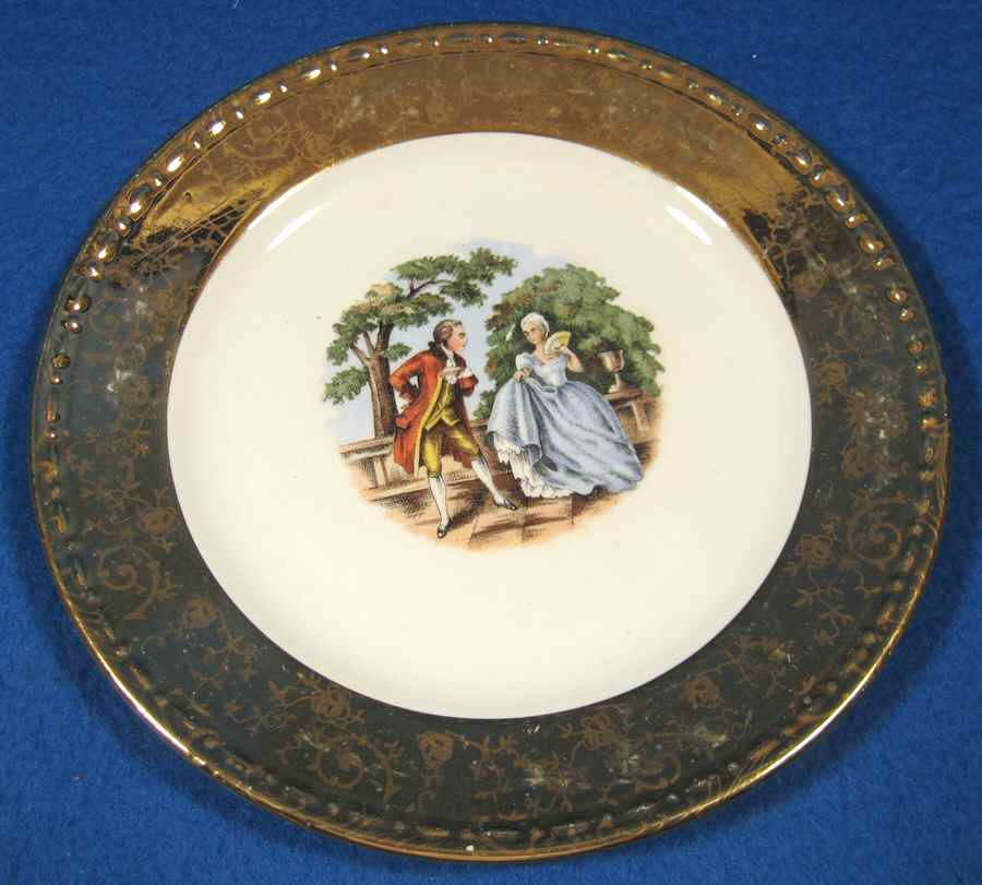 Mme de Pompadour (Gold Rim) Bread & Butter Plate by Homer Laughlin -1
