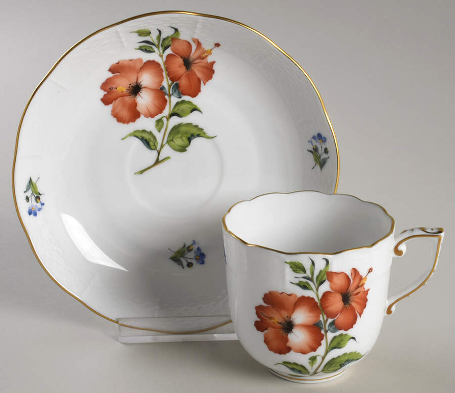 Flowers of Bermuda Chocolate Cup & Saucer Set by Herend-1