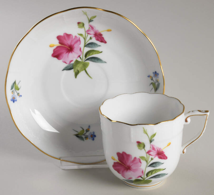 Flowers of Bermuda Chocolate Cup & Saucer Set by Herend-1