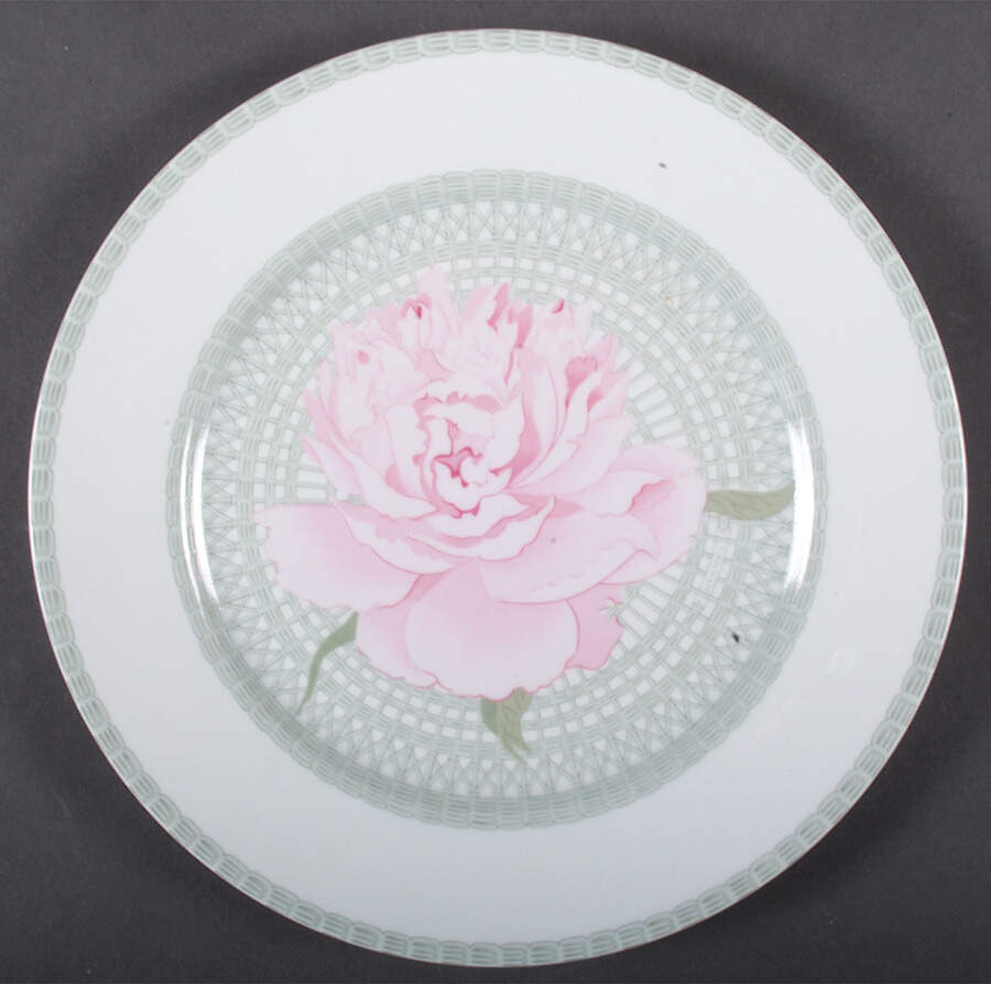 Les Pivoines Green (Celadon) Dinner Plate by Hermes-1