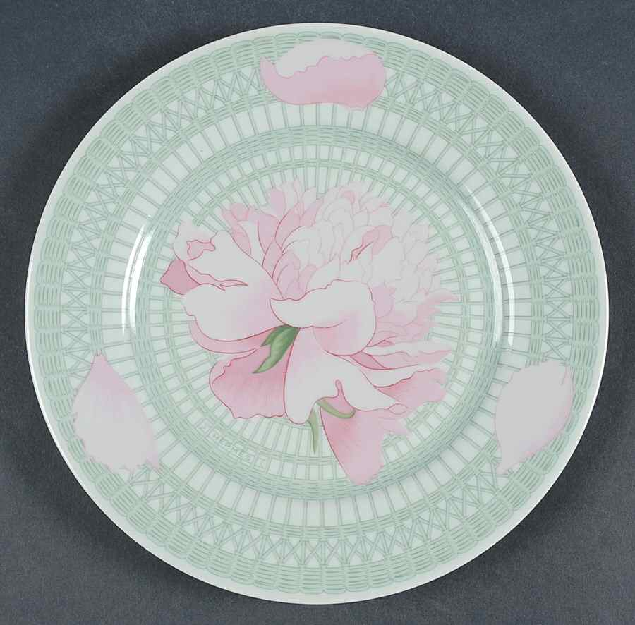 Les Pivoines Green (Celadon) Salad/Dessert Plate by Hermes-1