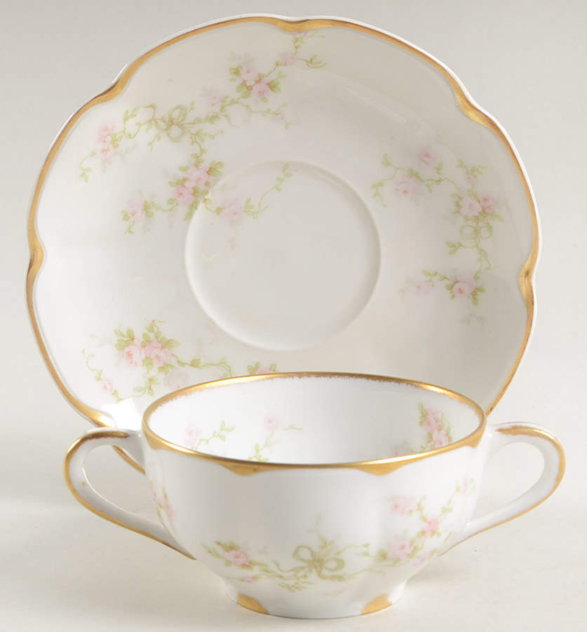 Schleiger 161-4 Flat Bouillon Cup & Saucer by Haviland-1