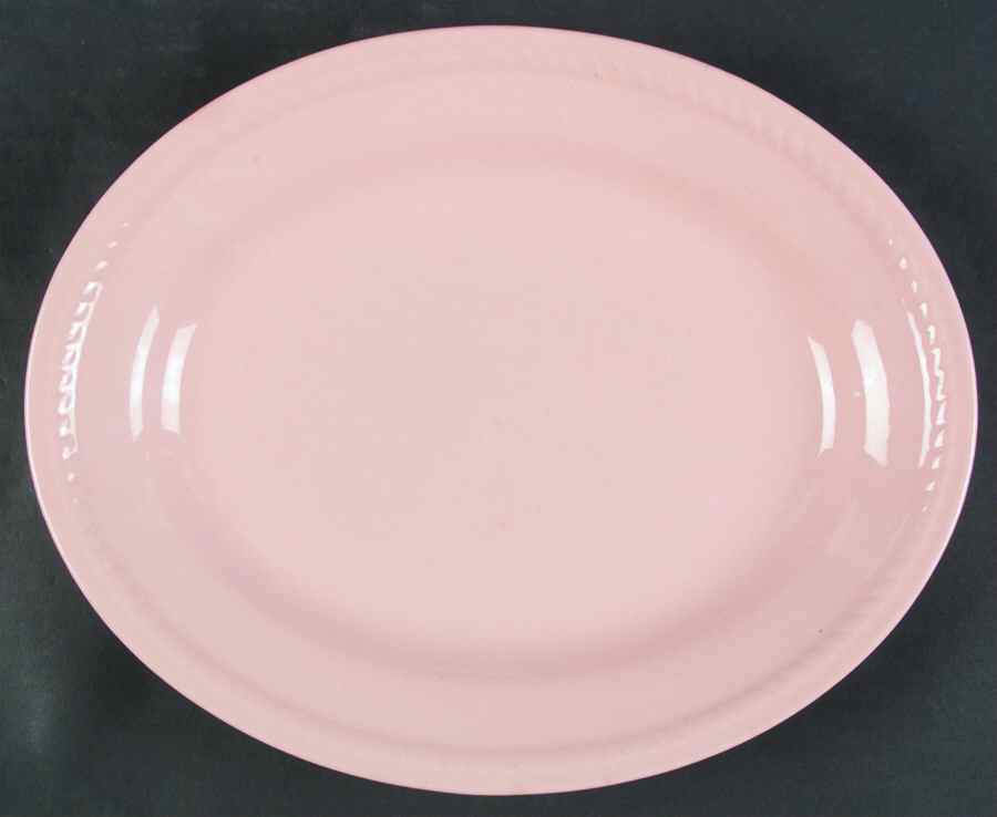 Kraft Pink 13" Oval Serving Platter by Homer Laughlin -1