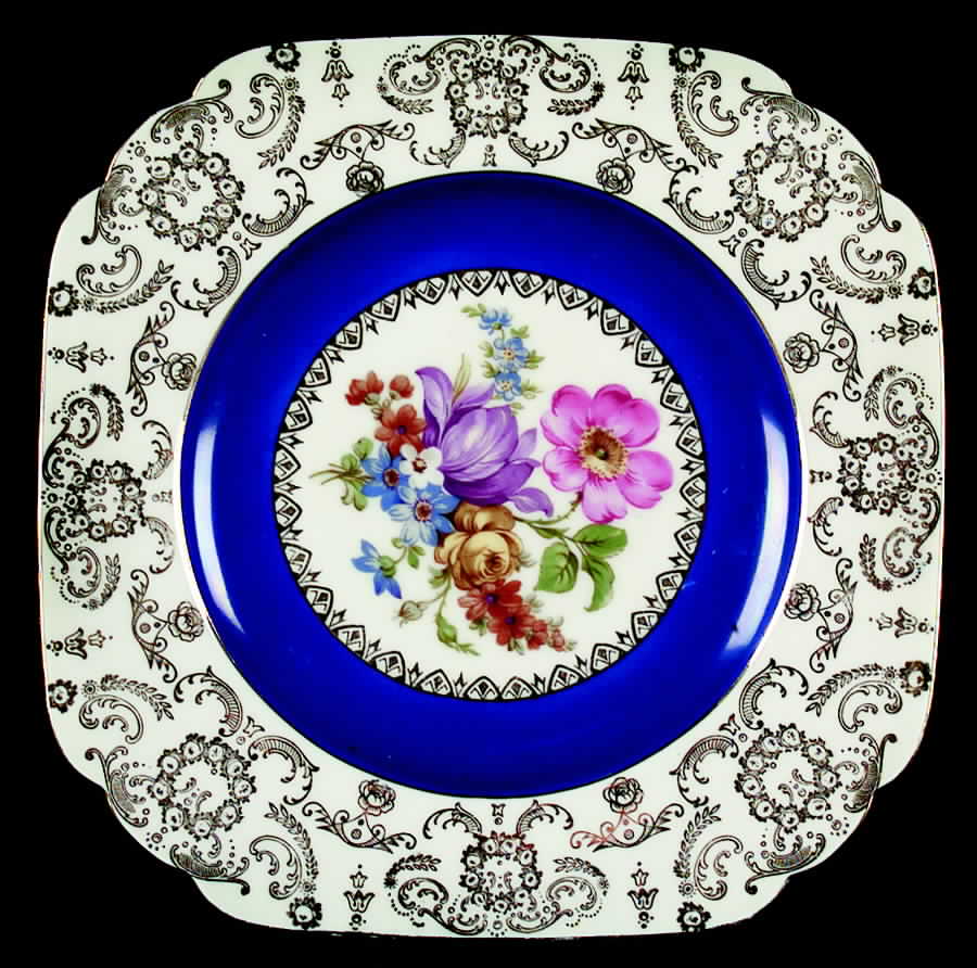 HWC21 BLUE Square Salad Plate by HW (Germany, Czech)-1