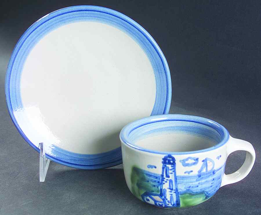 Lighthouse Flat Cup & Saucer Set by M A Hadley-1