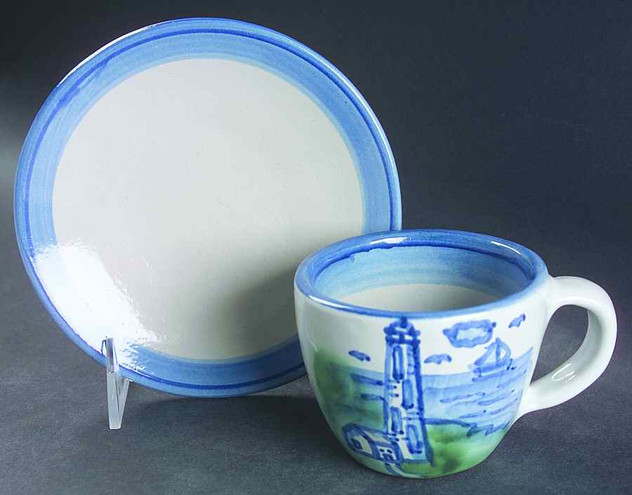 Lighthouse Flat Cup & Saucer Set by M A Hadley-1