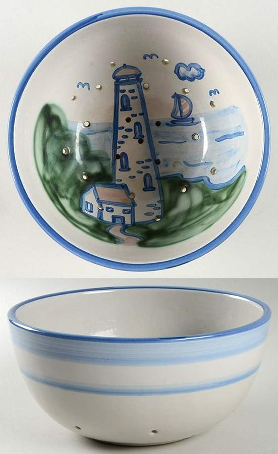 Lighthouse Ceramic Colander by M A Hadley-1