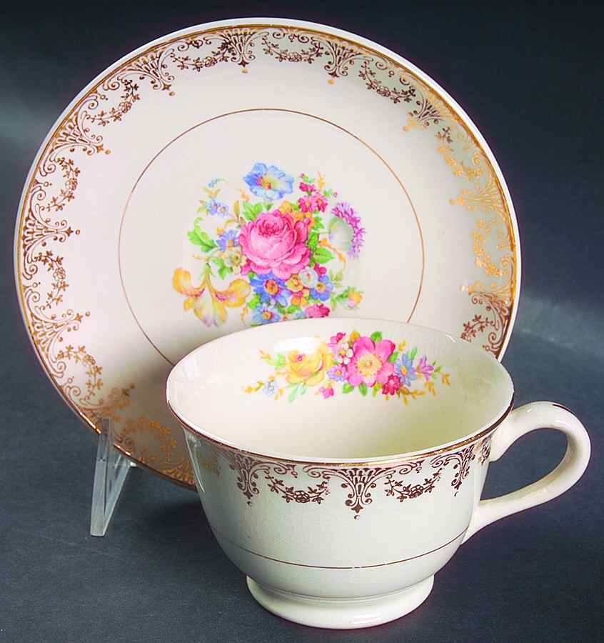 HAR110 Footed Cup & Saucer Set by Harker-1